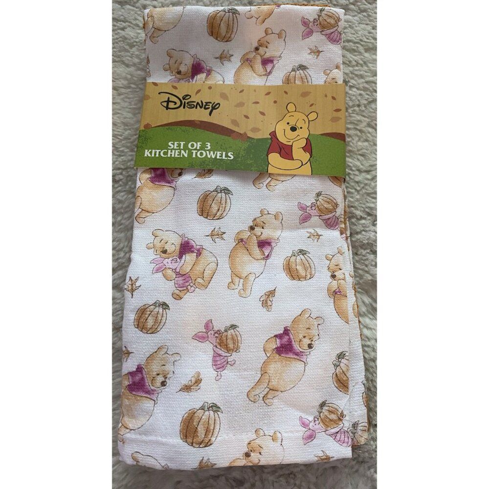 3 Pack Disney Winnie The Pooh Piglet Autumn Fall Leaves Kitchen Towels 16 X‎ 26”